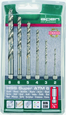 ALPEN ASTUCCIO PVC ALPEN HSS SUPER 2-8X1/4 PZ6 - 6 pezzi in astuccio PVC
