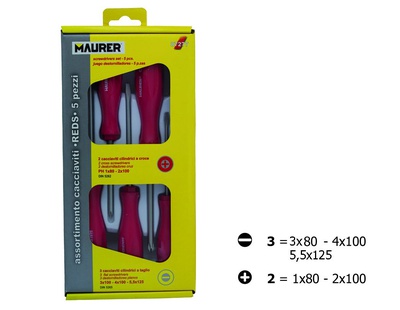 MAURER CACCIAVITI MAURER MANICO ROSSO SER.5 PZ. @ - 5 pezzi: 3 a taglio + 2 a croce